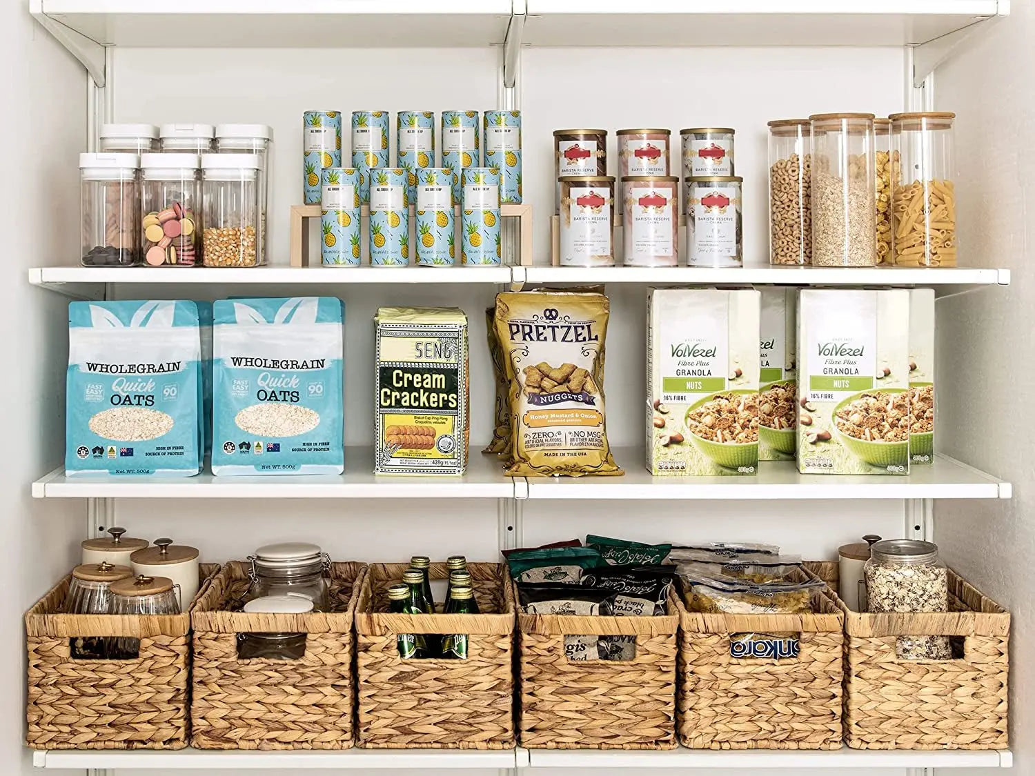 Water Hyacinth Storage Baskets, Rectangular Wicker Baskets with Built-In Handles, Medium, 13 X 8 ¼ X 7 Inches, 2-Pack BloomIris